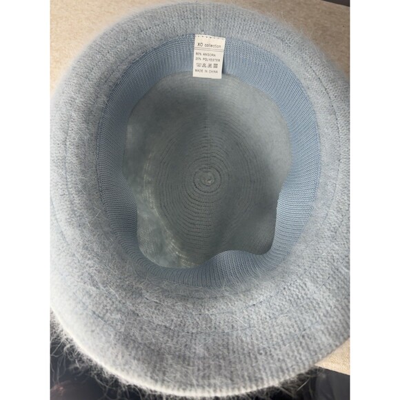 NEW VTG Winter Womans Angora Gatsby Bucket Hat Light Blue One Size  Fuzzy - Picture 8 of 9